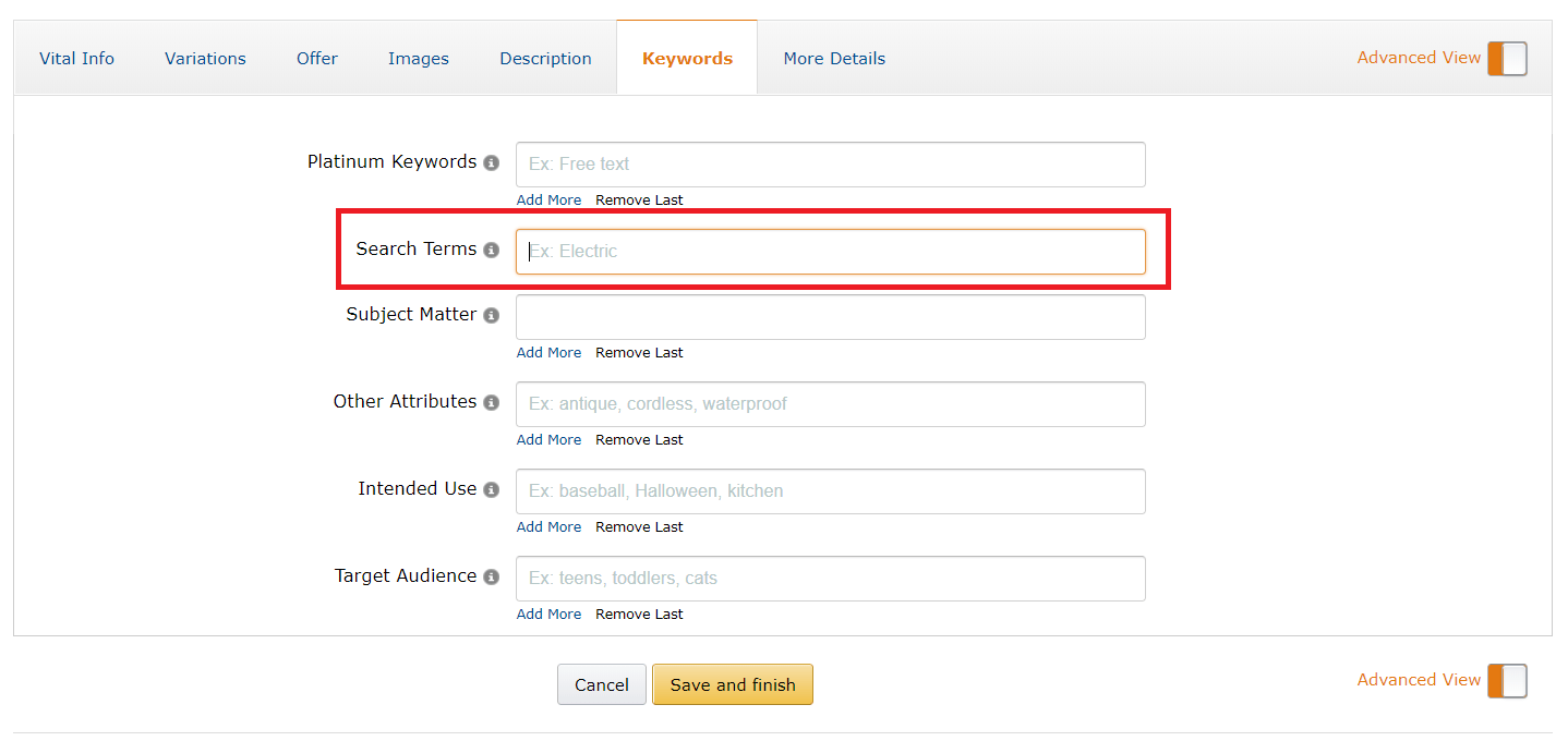 Sellics Amazon Central Backend Keywords