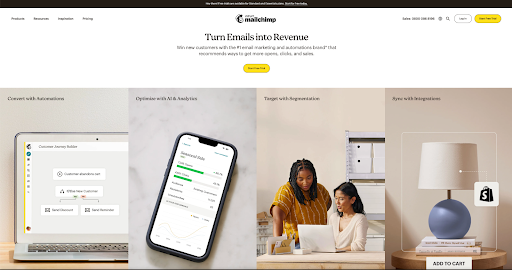 Best SaaS Websites example mailchimp