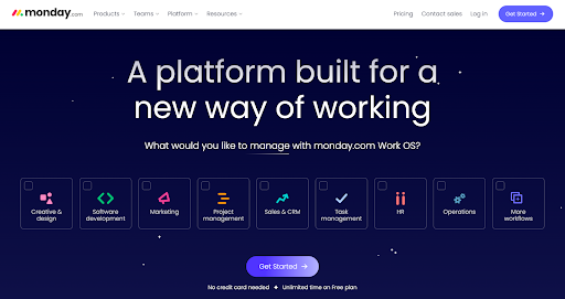 Best SaaS Websites example monday