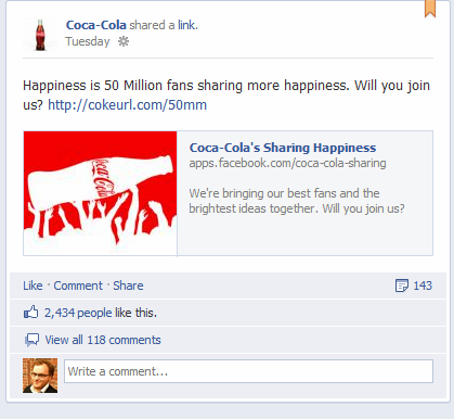 Coca-Cola's Facebook marketing campaign provides a good example for all marketers.