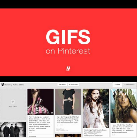 Pinterest is allowing some brands, like the Wantering blog to post GIFs.