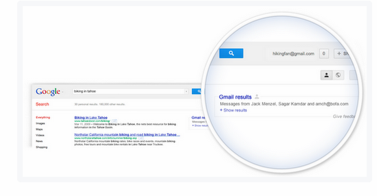 Google's new feature lets users include email results in SERPs.