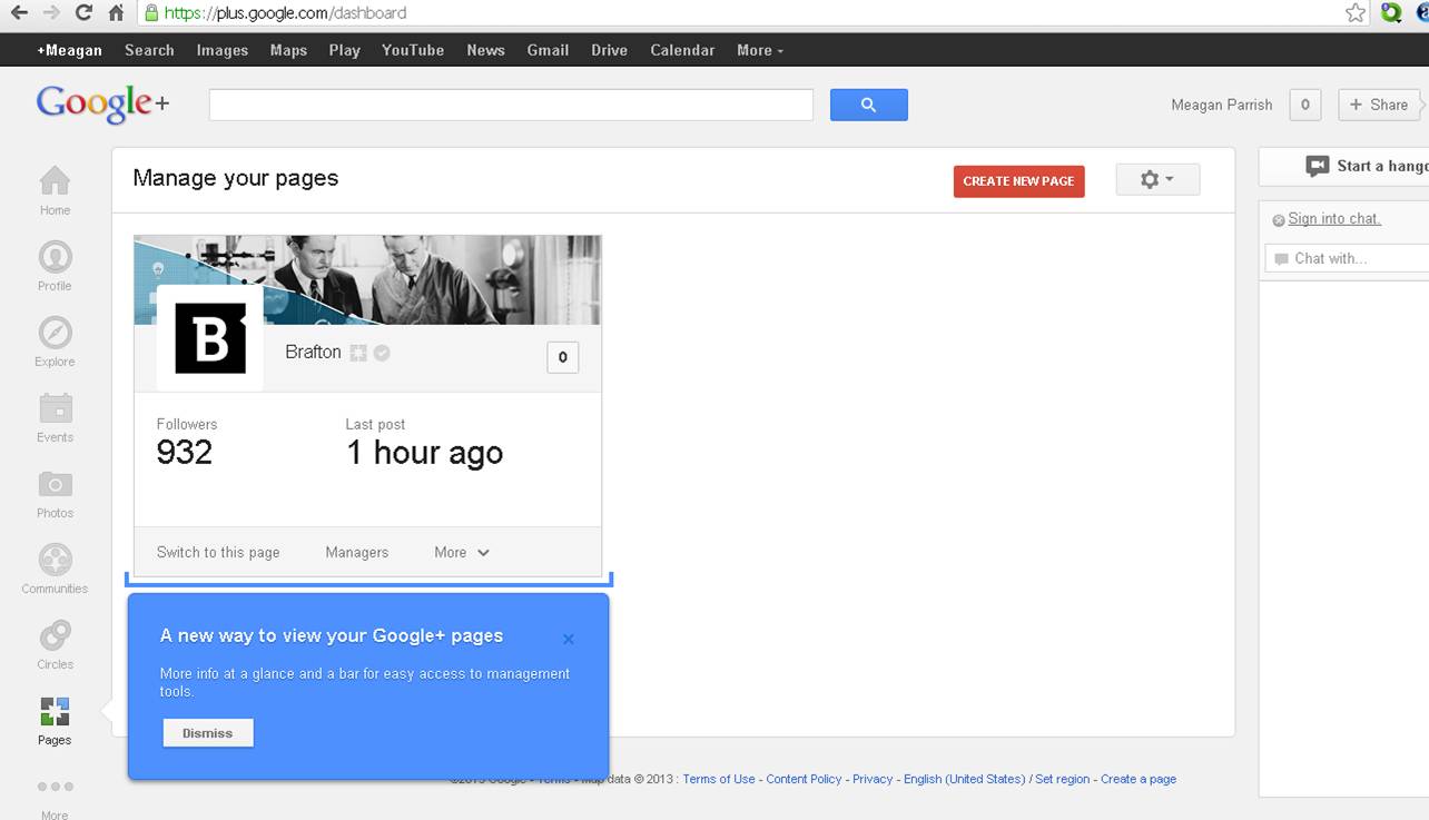 Google Plus new Page Manager