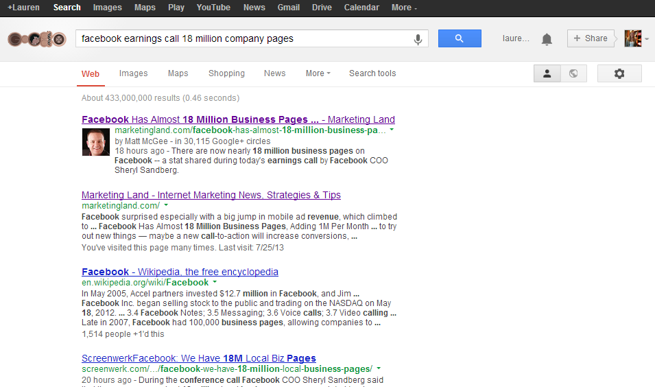Google SERPs with extra information.