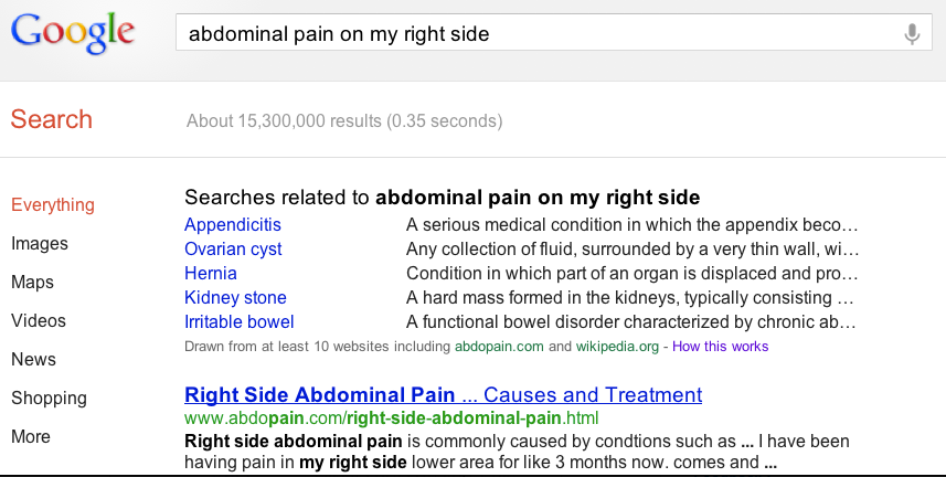 A new health search feature will help users match symptoms with possible ailments.