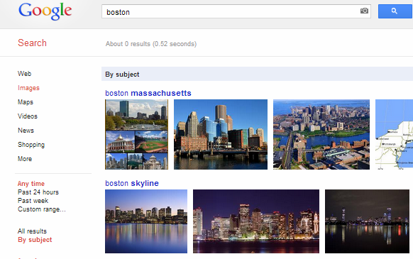 Google users can now sort image searches by subject.
