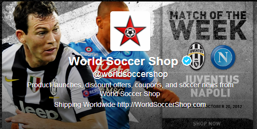 World Soccer Shop's Match of the Week campaign helps attract followers with a limited time discount.