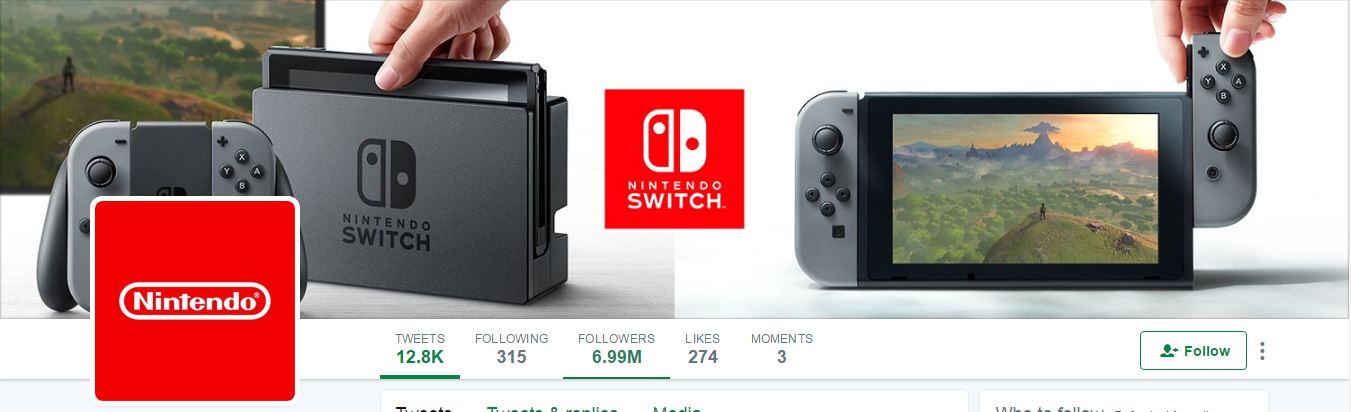 Nintendo Twitter social profile