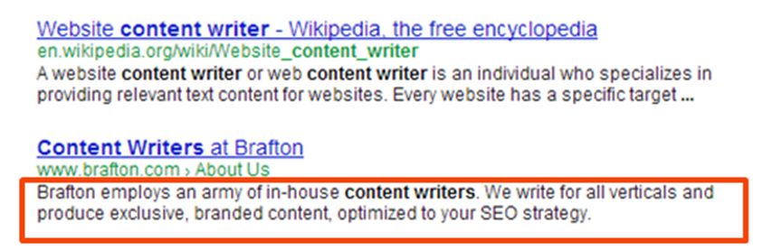 Snippet content for SEO