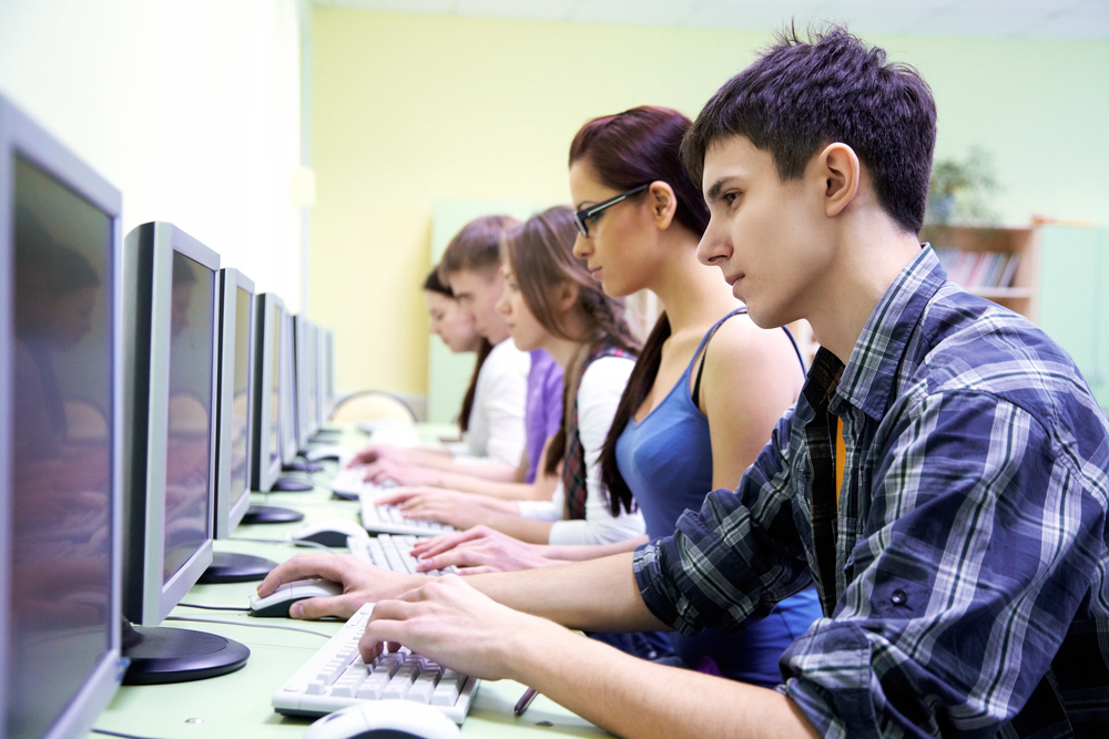 Students research on Google