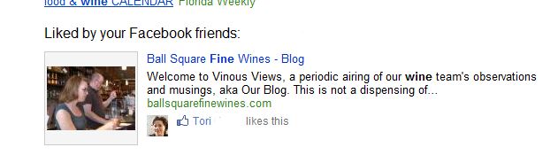 Facebook recommendation on Bing SERP.
