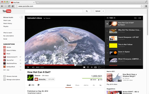 YouTube Guide View