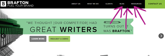 blog in header