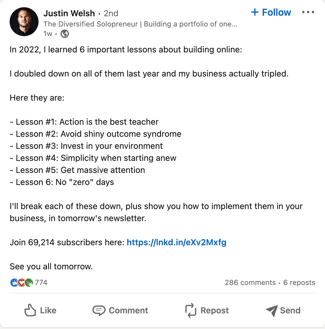 linkedin example post