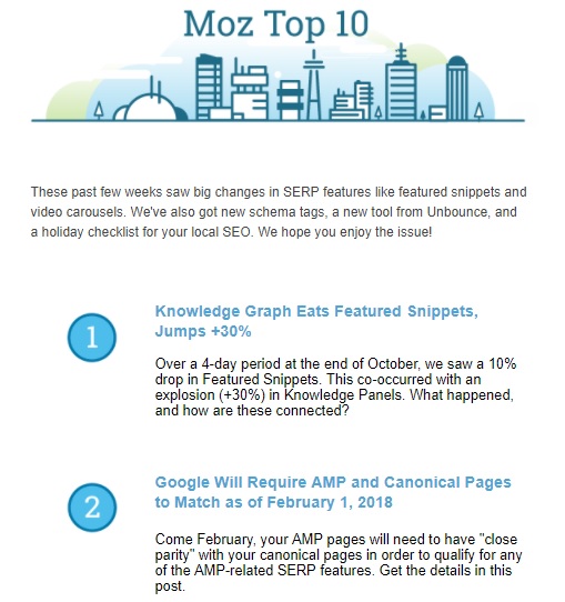 Moz newsletter