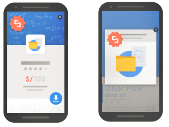 Mobile interstitial and pop-up. Images via Google’s blog
