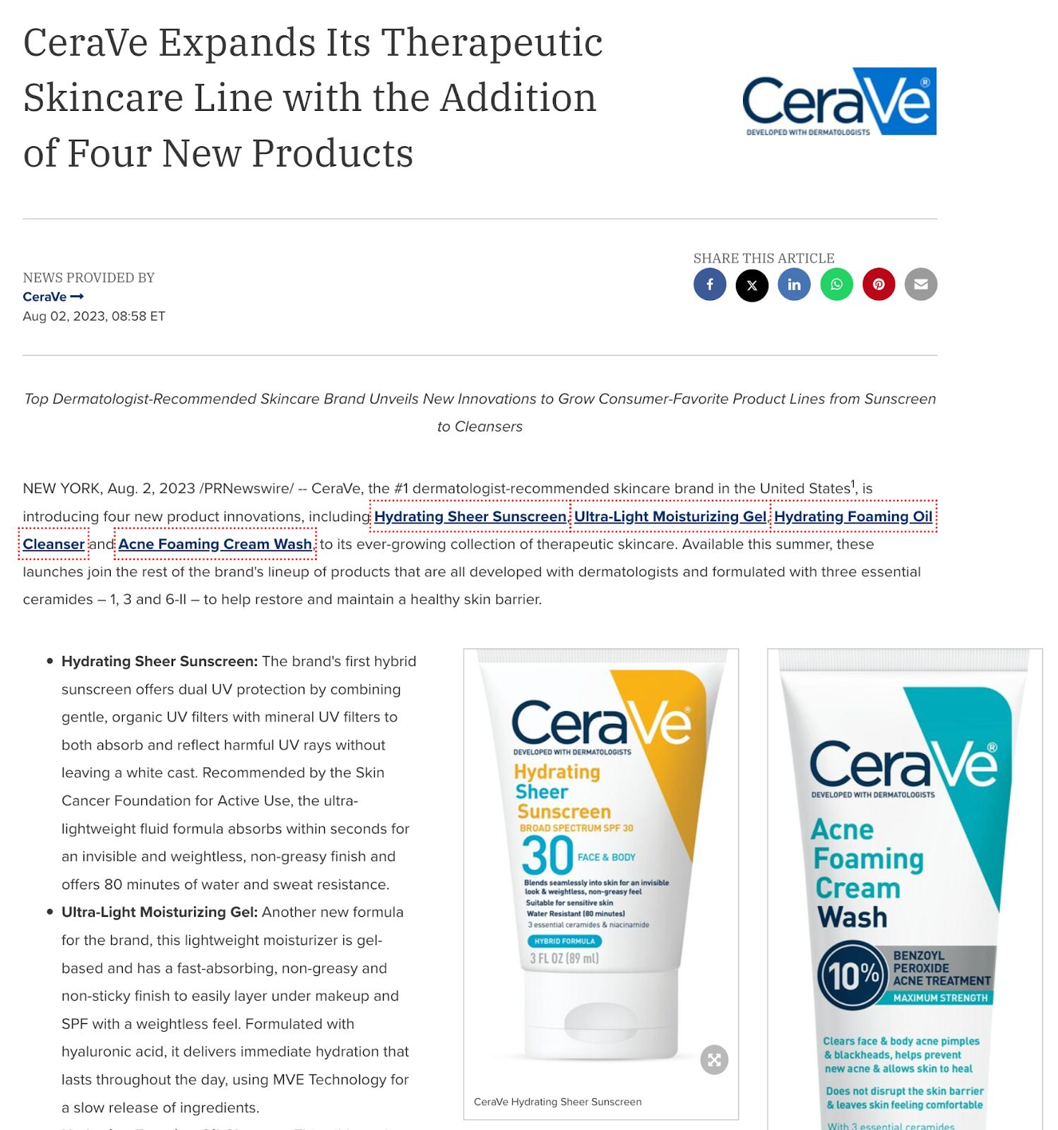 press release example for new product example cerave