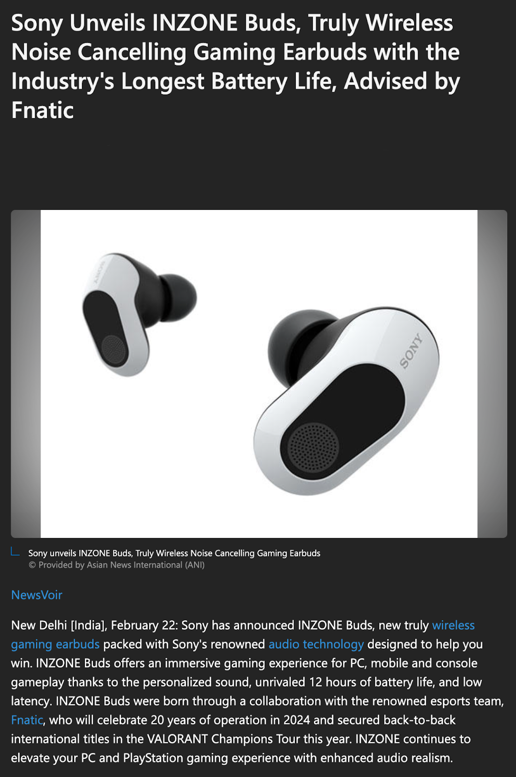 press release example for new product example sony