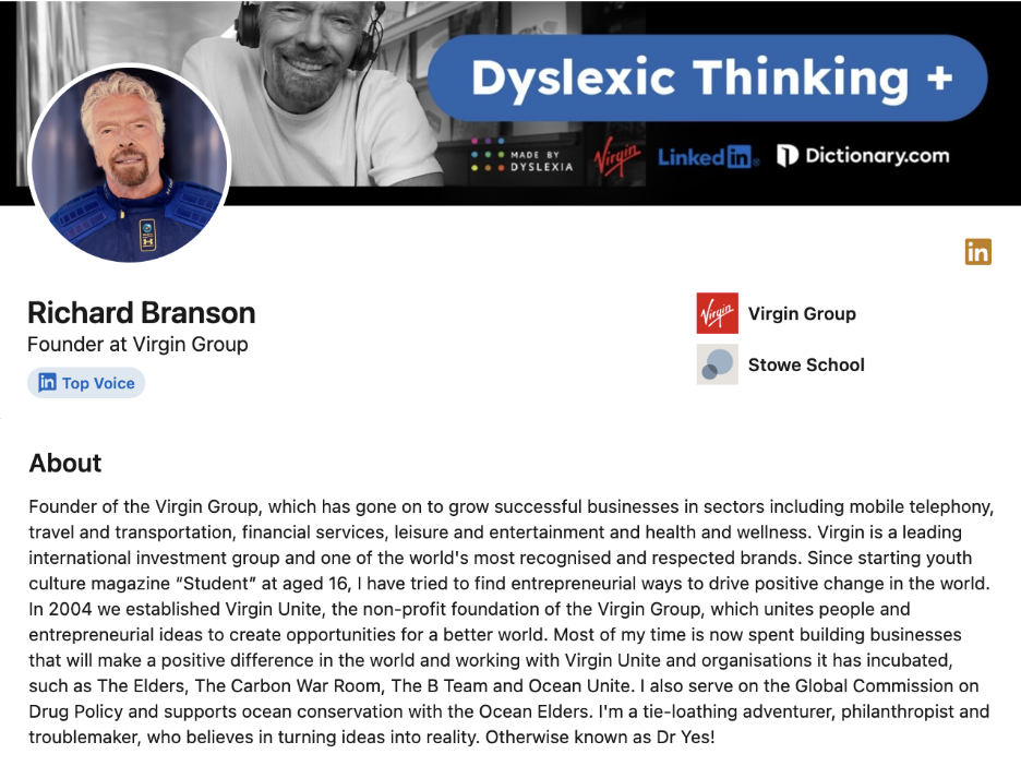 bios example linkedin